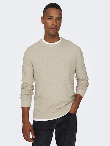 ONLY & SONS Rundhalspullover »ONSKALLE REG 12 STRUC CREW KNIT NOOS« von Only & Sons