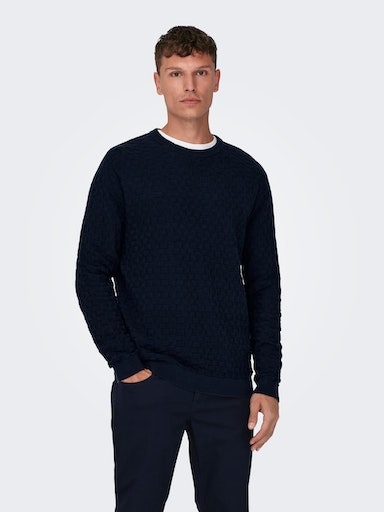 ONLY & SONS Rundhalspullover »ONSKALLE REG 12 STRUC CREW KNIT NOOS« von Only & Sons