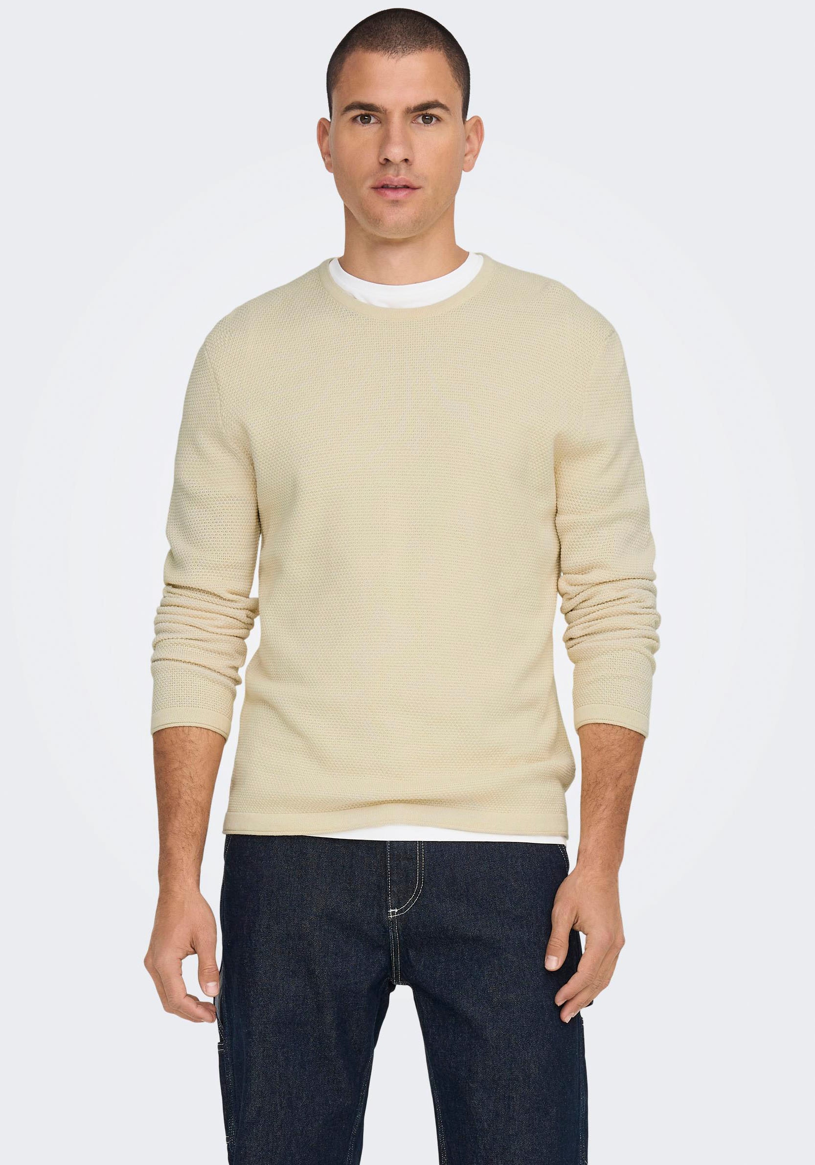 ONLY & SONS Rundhalspullover »PANTER 12 STRUC CREW NECK KNIT« von Only & Sons