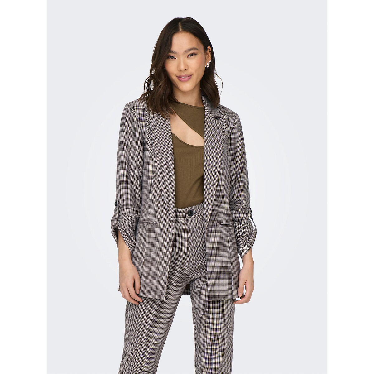 Karierter Blazer, gerade Schnittform von Only