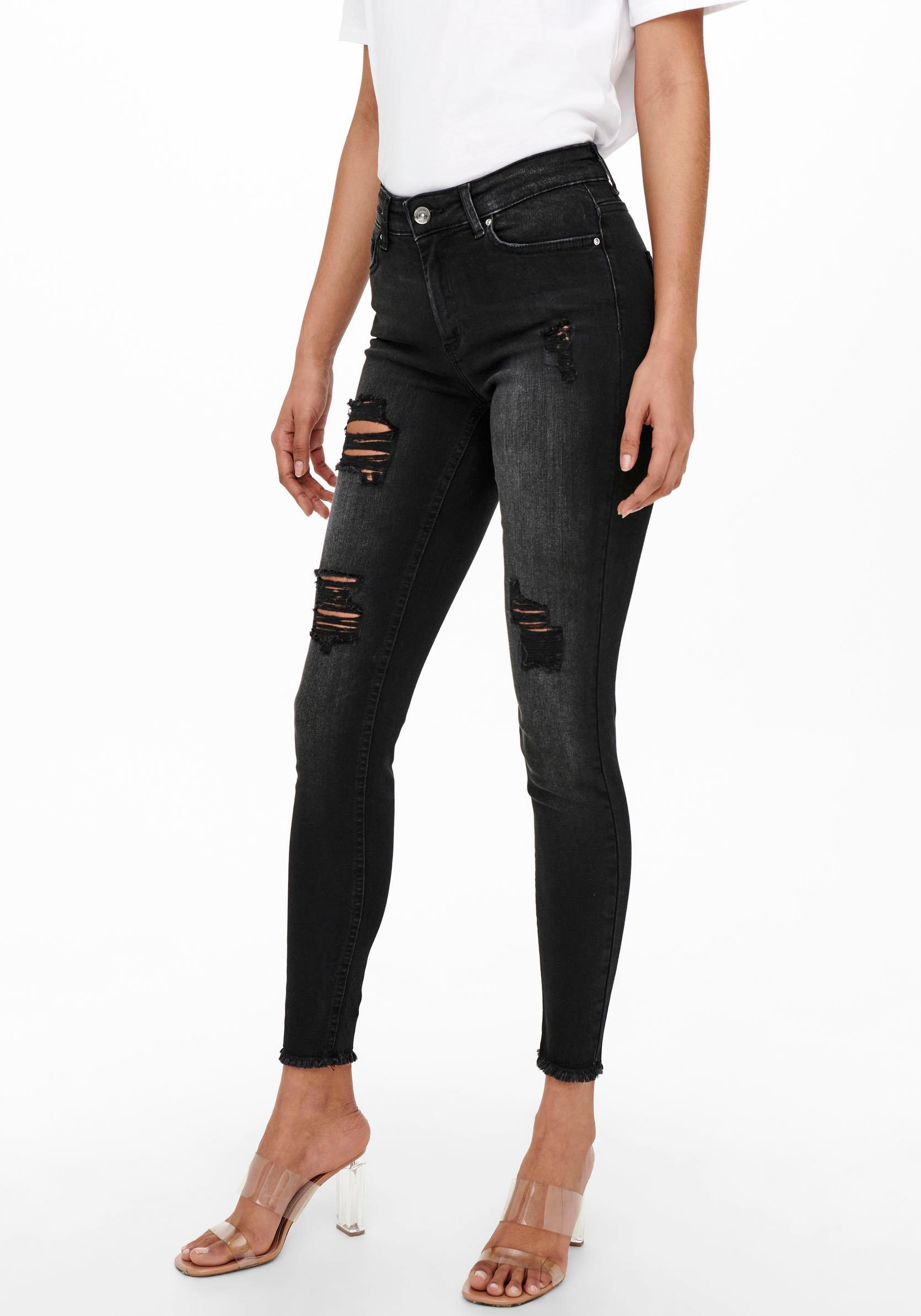 ONLY Ankle-Jeans »ONLBLUSH MID SK RW AK DT DNM TAI099 NOOS«, mit Destroyed Effekt von Only