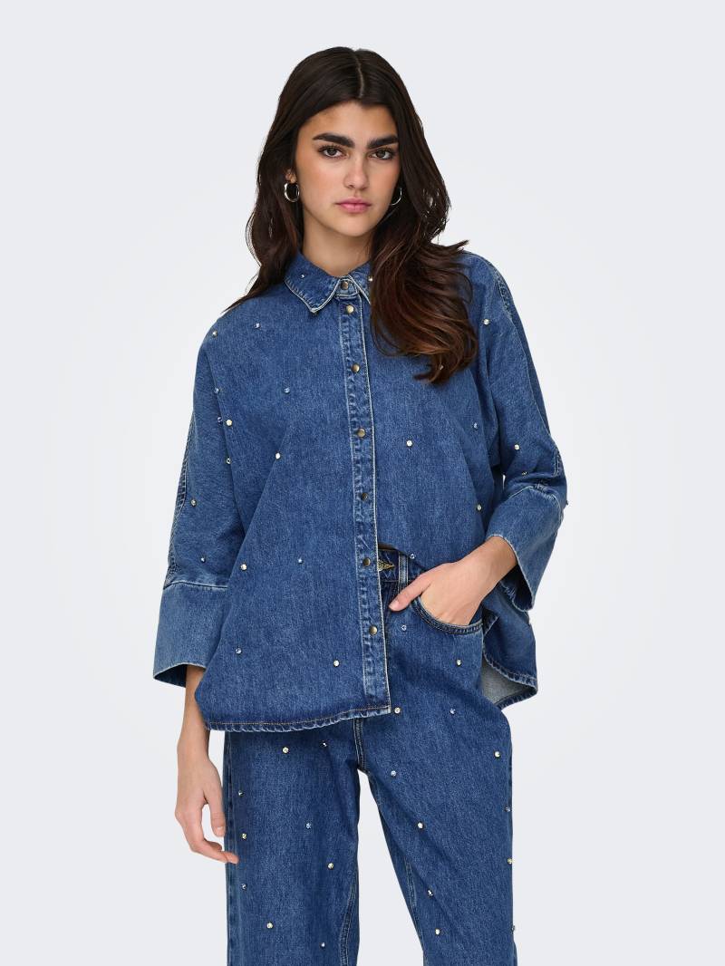 ONLY Jeansbluse »ONLGRACE 3/4 RHINESTONE MB DNM SHIRTNOOS«, mit Strasssteinen von Only