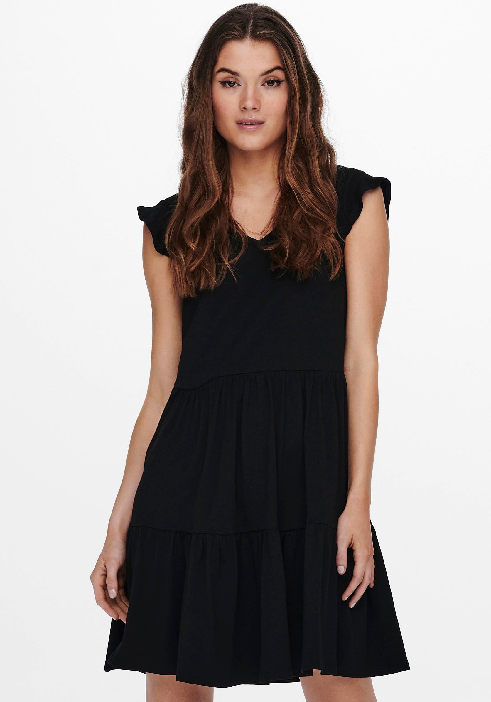 ONLY Jerseykleid »ONLMAY CAP SLEEVES FRILL DRESS« von Only
