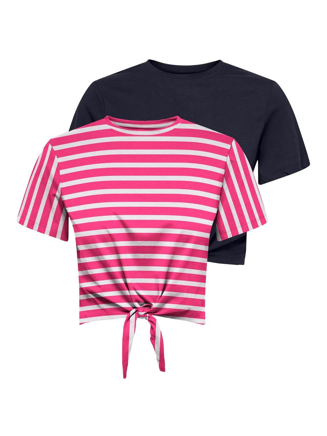 ONLY Kurzarmshirt »ONLMAY LIFE S/S SHORT KNOT TOP BOX 2PACK«, (Set, 2 tlg.) von Only