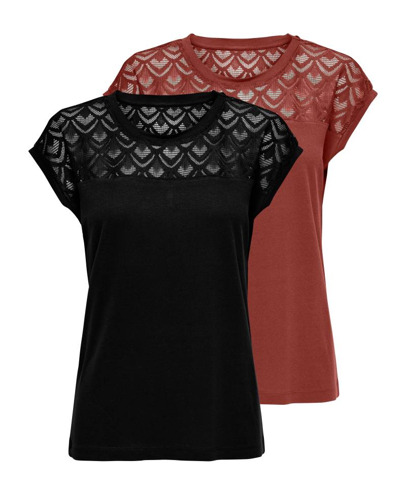 ONLY Kurzarmshirt »ONLNICOLE LIFE S/S MIX TOP 2 PACK CS JRS«, (Packung, 2 tlg., 2er-Pack) von Only