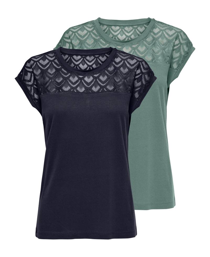 ONLY Kurzarmshirt »ONLNICOLE LIFE S/S MIX TOP 2 PACK CS JRS«, (Packung, 2 tlg., 2er-Pack) von Only