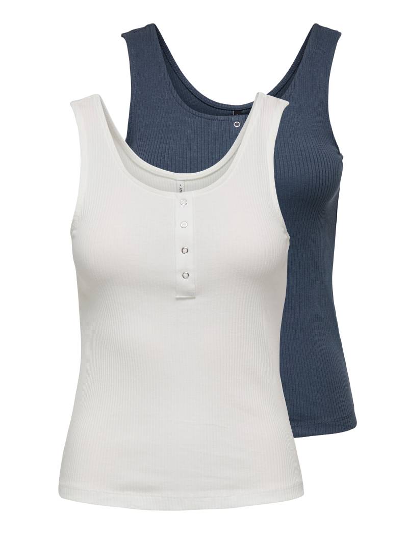 ONLY Ripptanktop »ONLSIMPLE LIFE S/L BUTTON TOP JRS CS 2PK«, (Packung, 2 tlg.) von Only