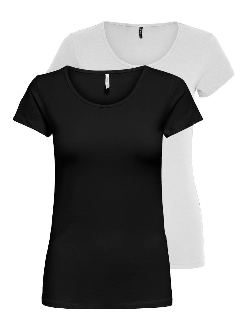 ONLY Rundhalsshirt »ONLLIVELOVE LIFE S/S O-NECK TOP«, (Packung, 2 tlg.) von Only