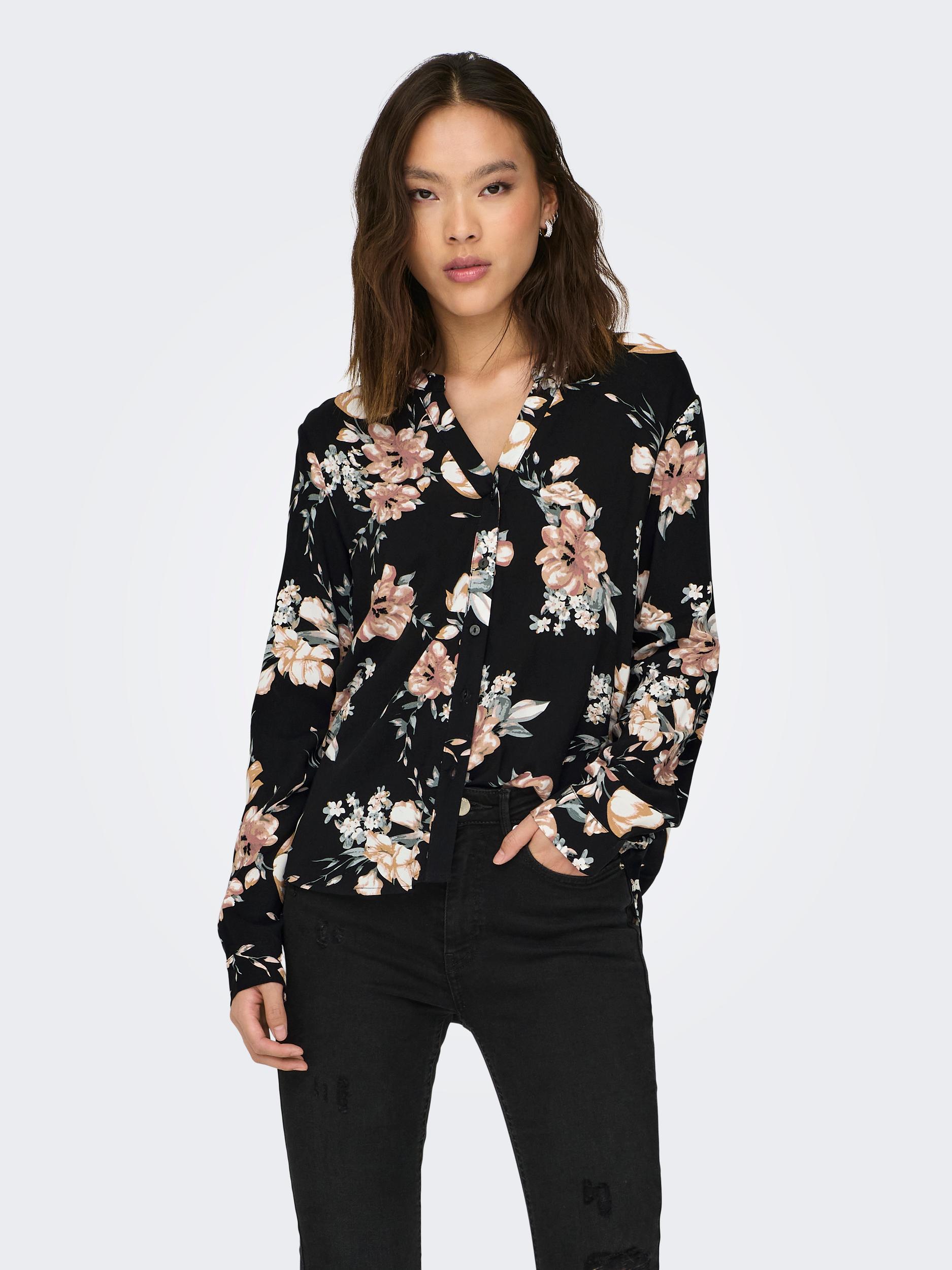 ONLY Shirtbluse »ONLNOVA LIFE L/S V-NECK SHIRT AOP PTM« von Only