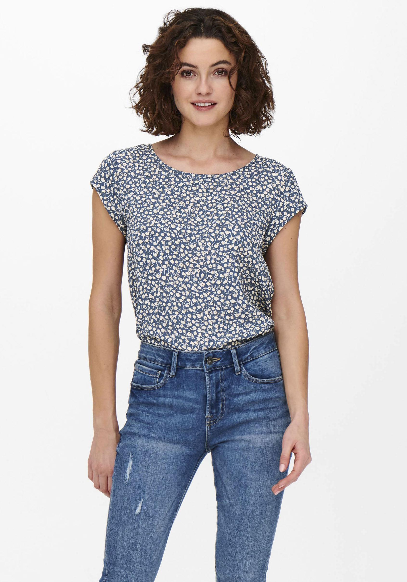 ONLY Shirtbluse »ONLVIC S/S AOP TOP NOOS PTM«, mit Print von Only