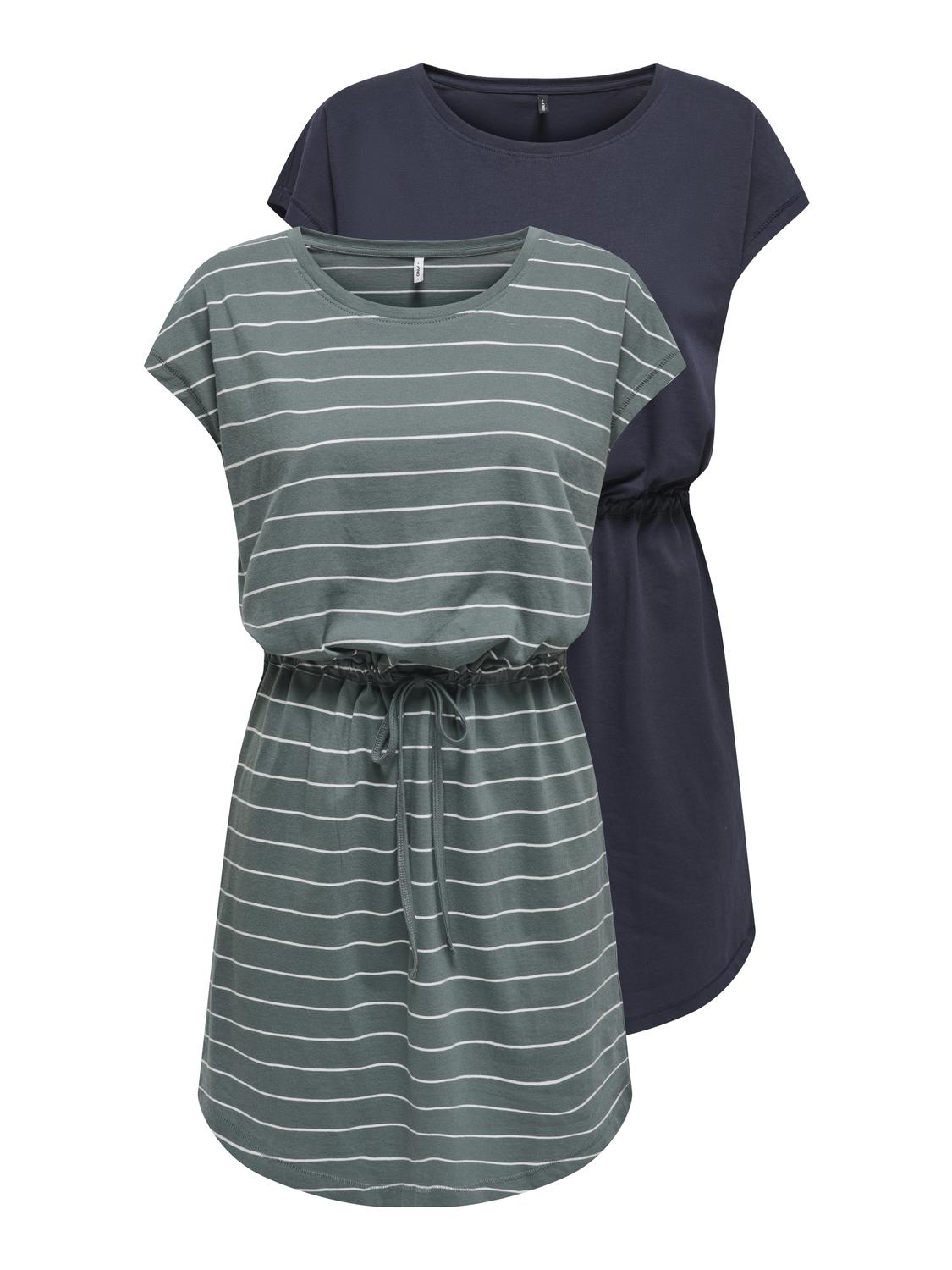 ONLY Shirtkleid »ONLMAY LIFE S/S DRESS 2 PACK CS JRS«, (2er-Pack), flexibel taillierbar für individuelle Passform von Only