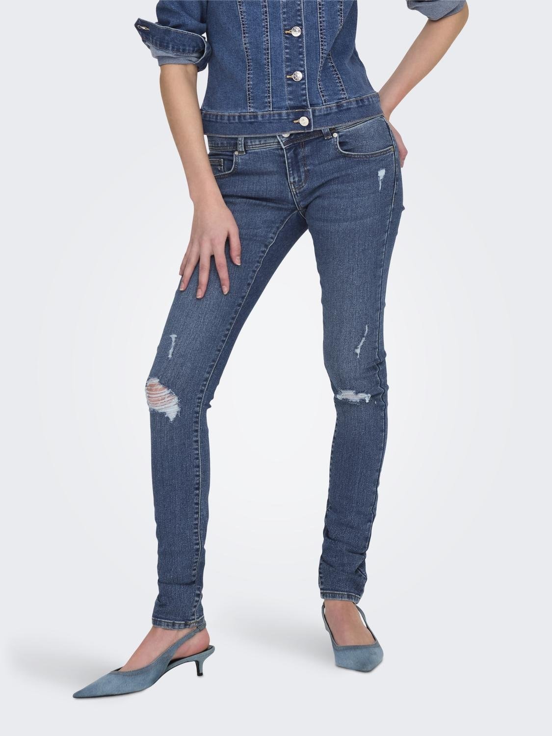 ONLY Skinny-fit-Jeans »ONLANEMONE MID SK VIS BUT DES DNM PIM« ONLY Skinny-fit-Jeans »ONLANEMONE MID SK VIS BUT DES DNM PIM« von Only