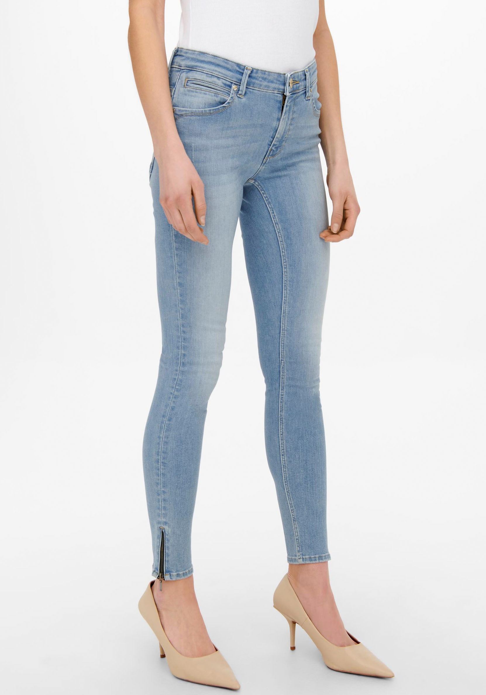 ONLY Skinny-fit-Jeans »ONLKENDELL RG SK ANK DNM TAI467 NOOS«, mit Reissverschluss Detail am Bein von Only
