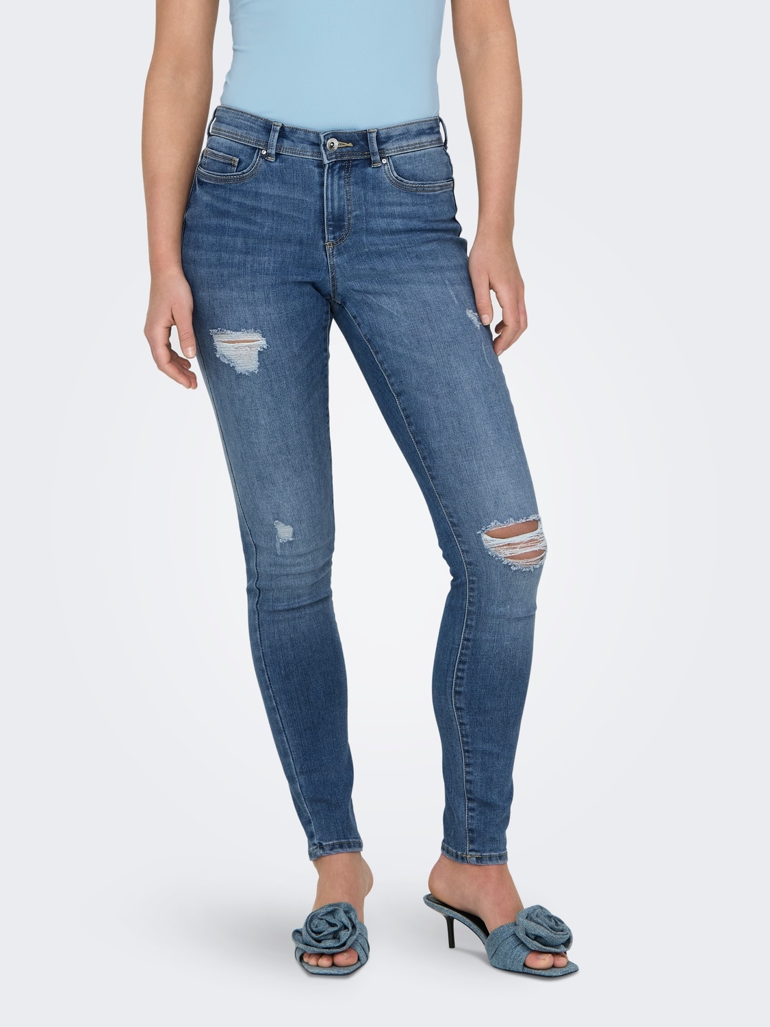 ONLY Skinny-fit-Jeans »ONLWAUW MID SK DESTROY DNM BJ210«, mit Destroyed Effekt von Only