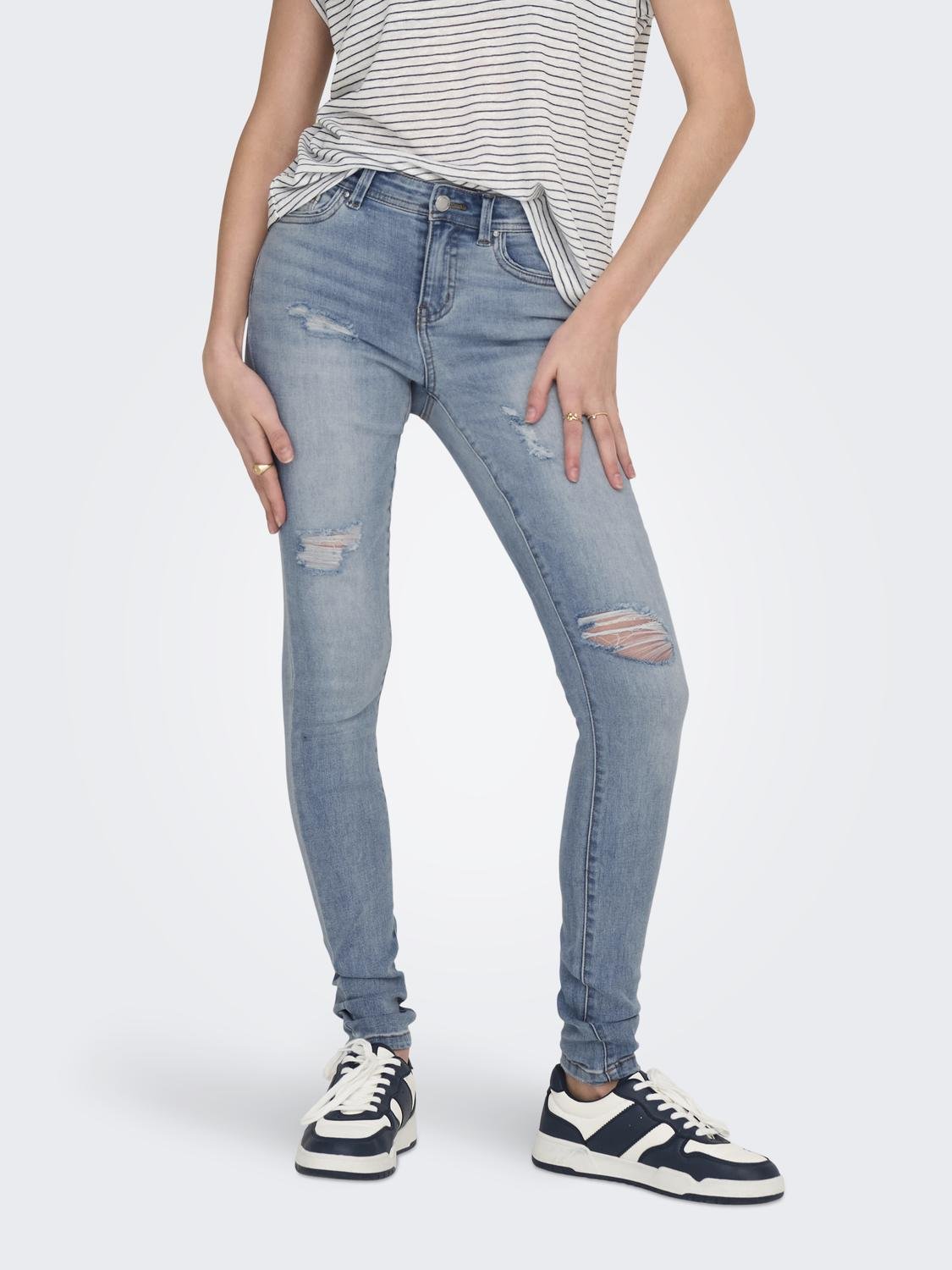 ONLY Skinny-fit-Jeans »ONLWAUW MW DESTROY BLEACH DNM GUA« von Only