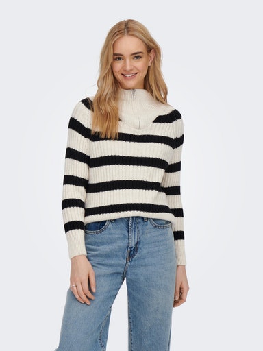 ONLY Stehkragenpullover »ONLLEISE FREYA LS ZIP HIGH NECK KNT NOOS«, mit Streifenmuster von Only