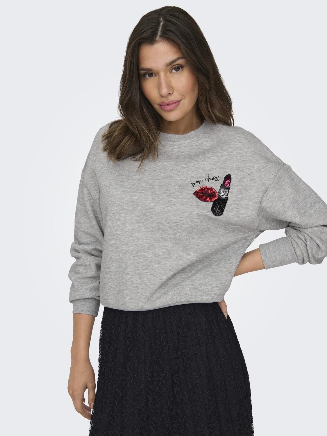 ONLY Sweater »ONLKINJA L/S LIPSTICK O-NECK BOX SWT« von Only