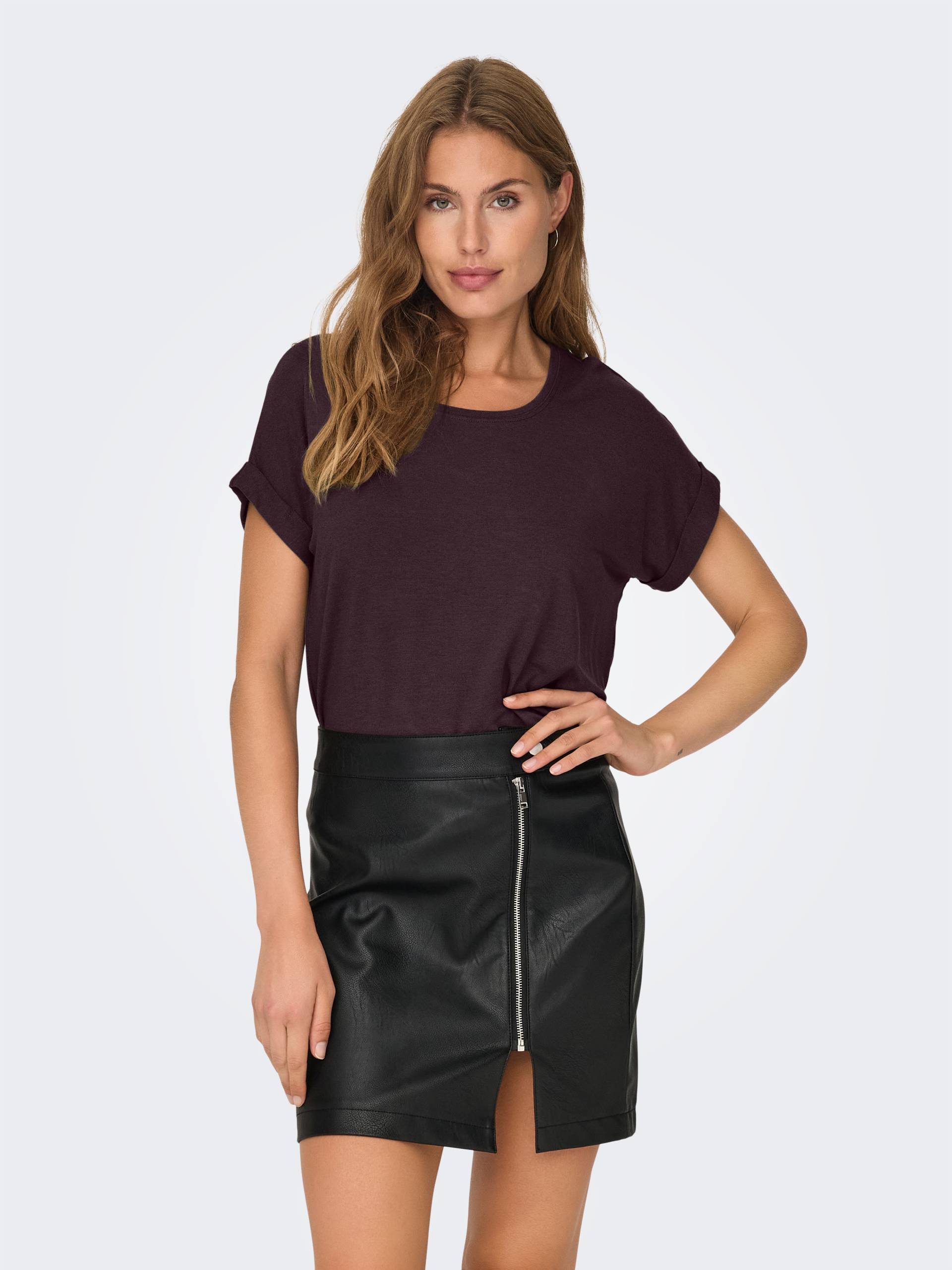 ONLY T-Shirt »ONLMOSTER S/S O-NECK TOP NOOS JRS«, mit Aufschlag am Arm von Only