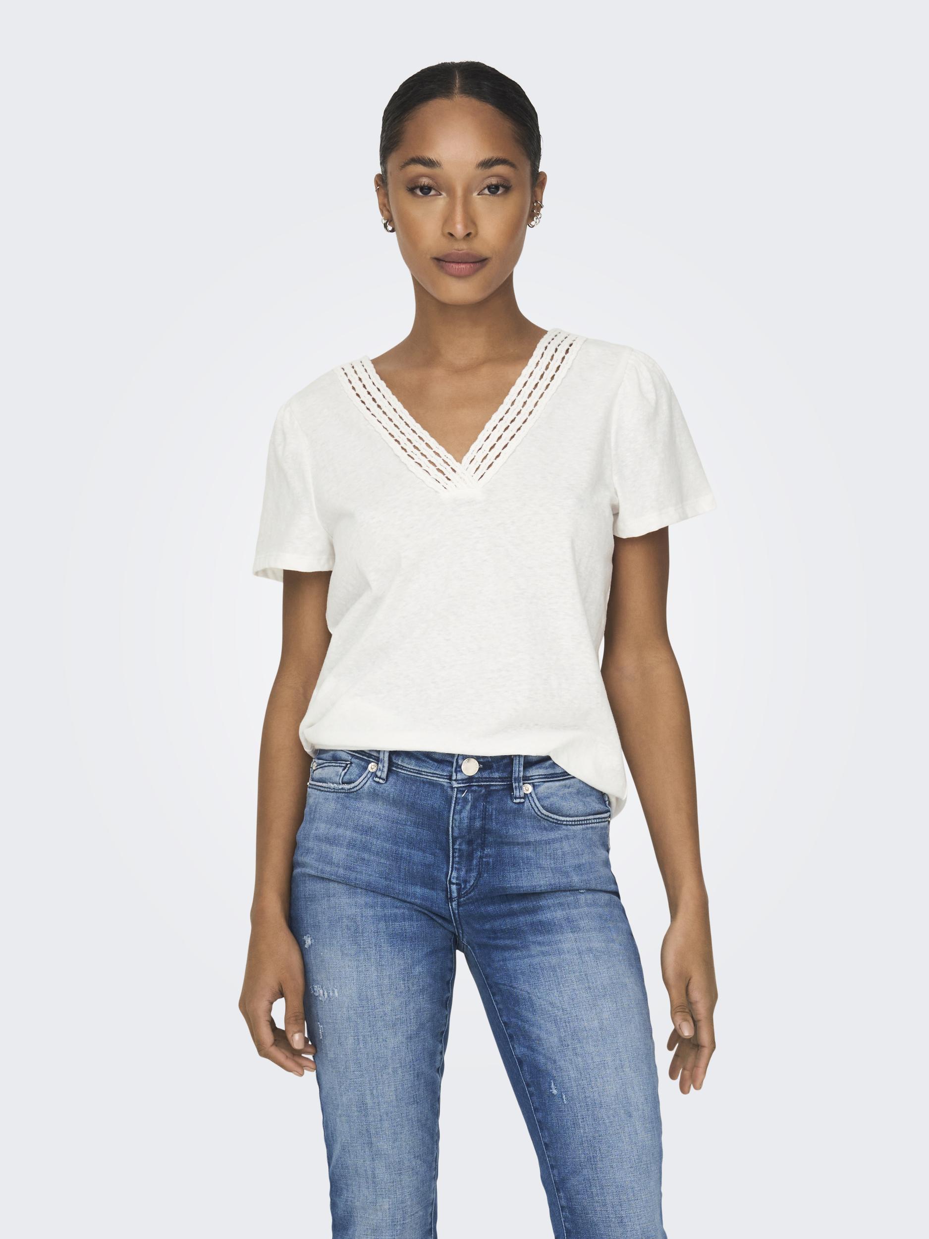 ONLY V-Shirt »ONLBENITA S/S V-NECK TOP JRS« von Only