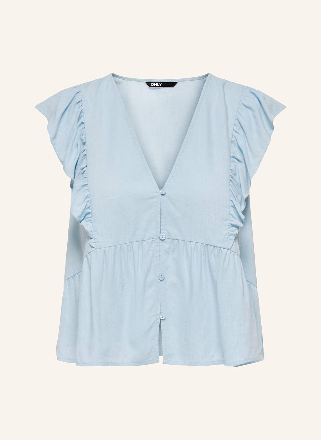 Only Bluse Mit Leinen Und Rüschen blau von Only