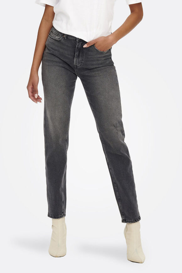 Only Emily Ankle Straight Fit Jeans L32 | Dark Grey Denim | Damen  | 25/32 von Only