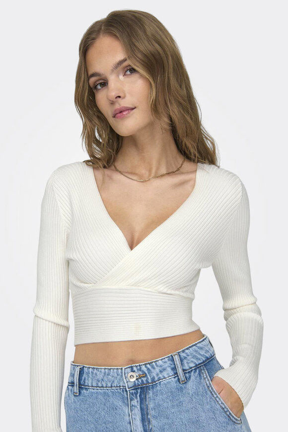 Only Gerippter Crop Strickpullover | Bright White | Damen  | L von Only