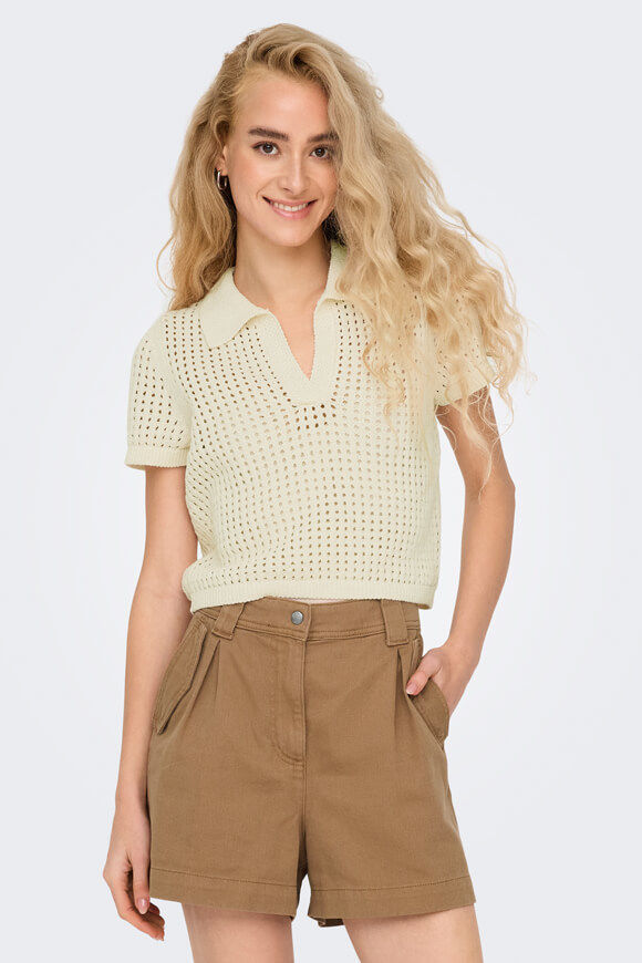 Only ONLANNASOFIA Häkel Poloshirt | Birch | Damen  | L von Only