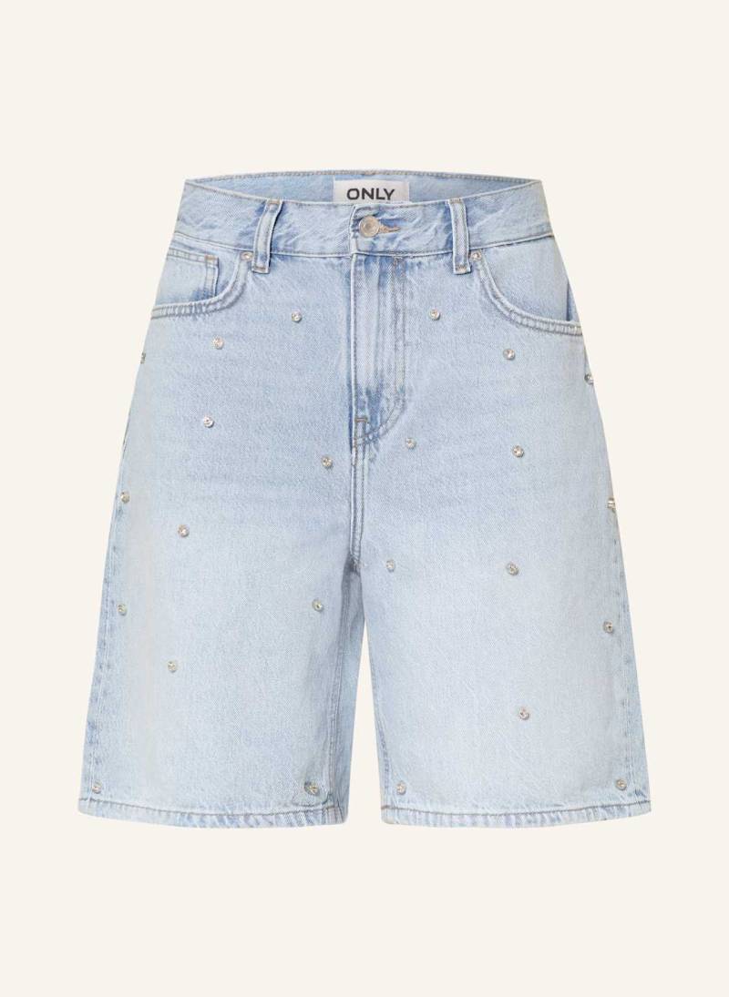 Only Shorts Mit Schmucksteinen blau von Only