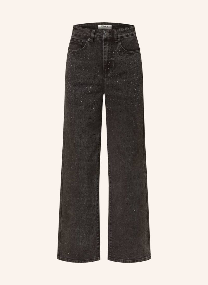 Only Straight Jeans Mit Schmucksteinen schwarz von Only