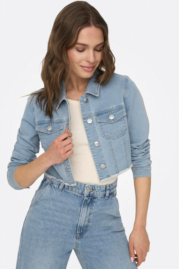 Only Wonder Crop Jeansjacke | Light Blue Denim | Damen  | XS von Only