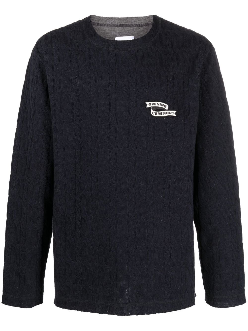 Opening Ceremony logo-embroidered cable-knit jumper - Blue von Opening Ceremony