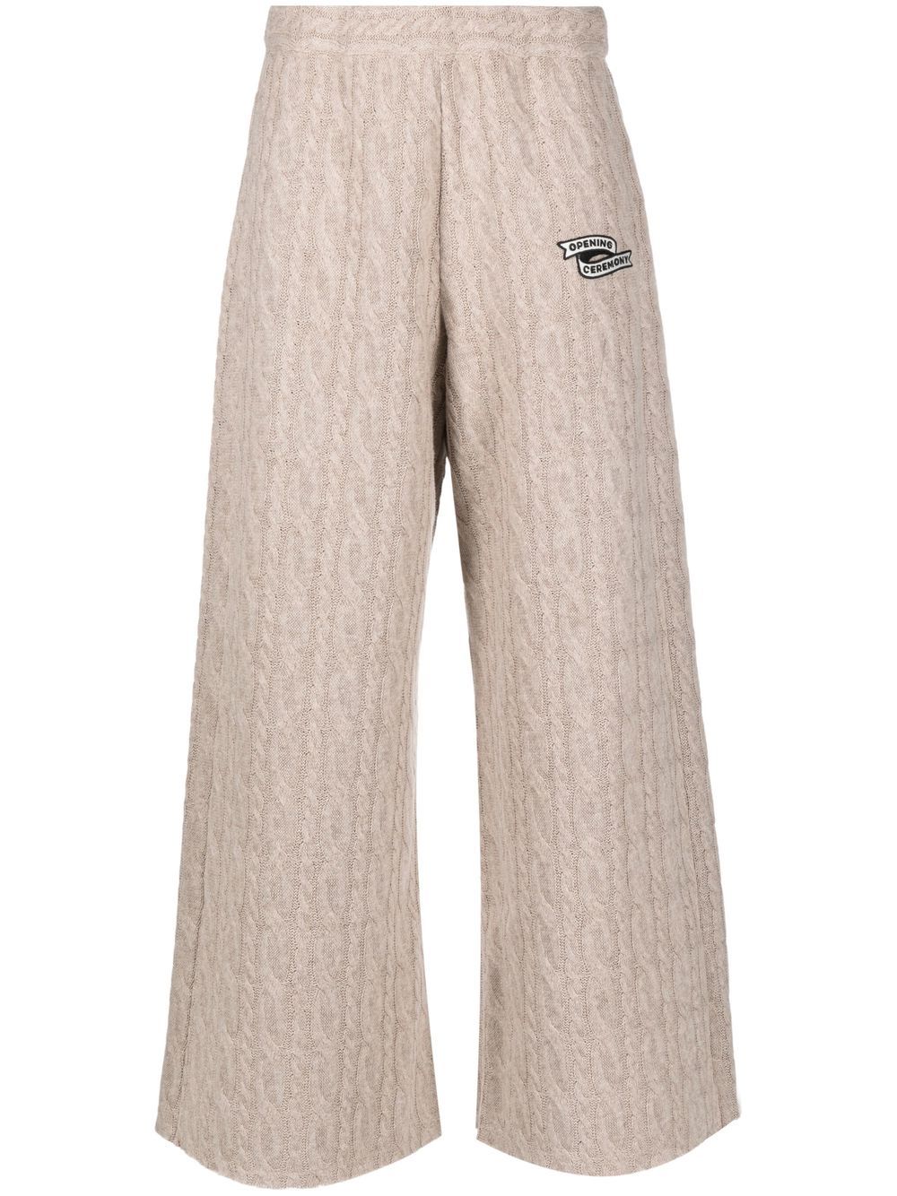 Opening Ceremony logo-embroidered cable-knit trousers - Neutrals von Opening Ceremony