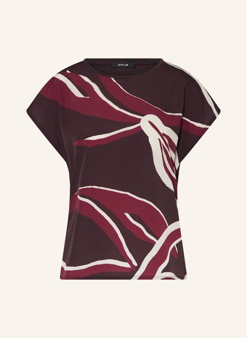 Opus T-Shirt Sopika Im Materialmix braun von Opus