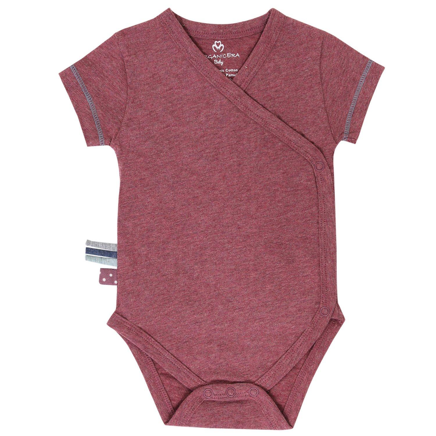 Wickel-kurzarmbody Unisex Bordeaux 3-6M von OrganicEra