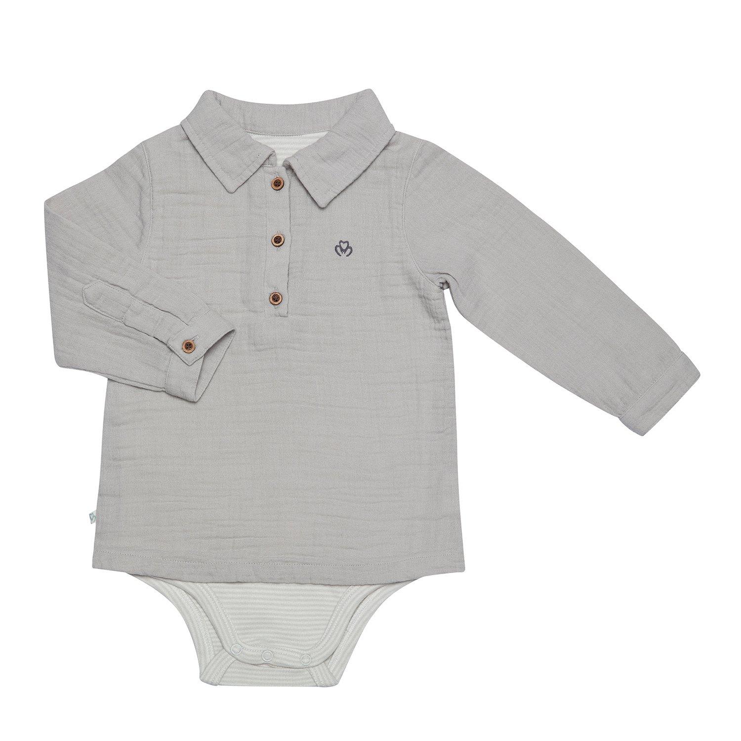 Body Shirt Muslin Unisex Taubengrau 3-6M von OrganicEra