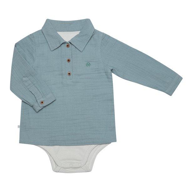 Body Shirt Muslin Unisex Nebelblau 6-12 mesi von OrganicEra