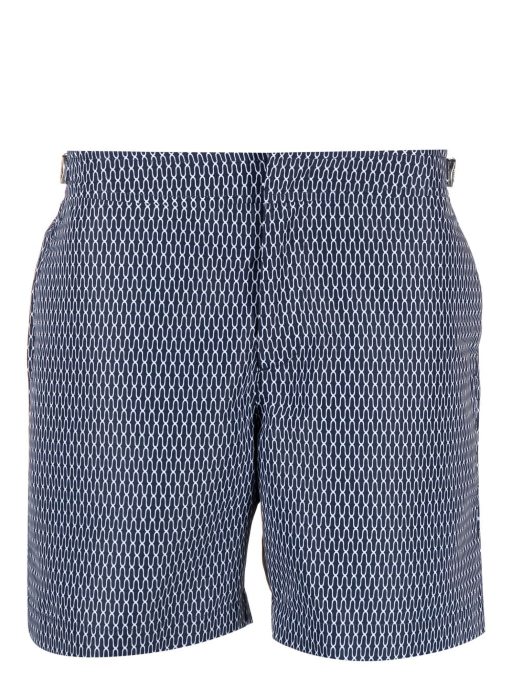 Orlebar Brown Bulldog geometric-pattern swim shorts - Blue von Orlebar Brown