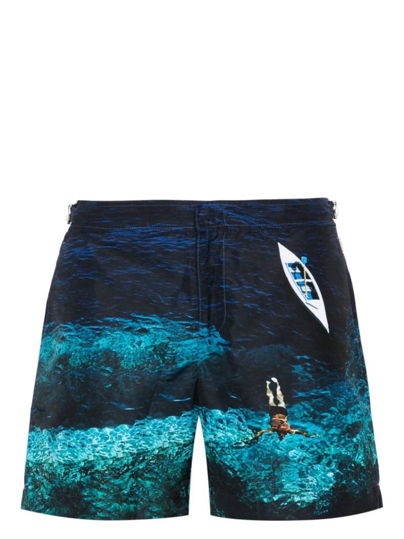 Orlebar Brown Bulldog photograph-print swim shorts - Blue von Orlebar Brown