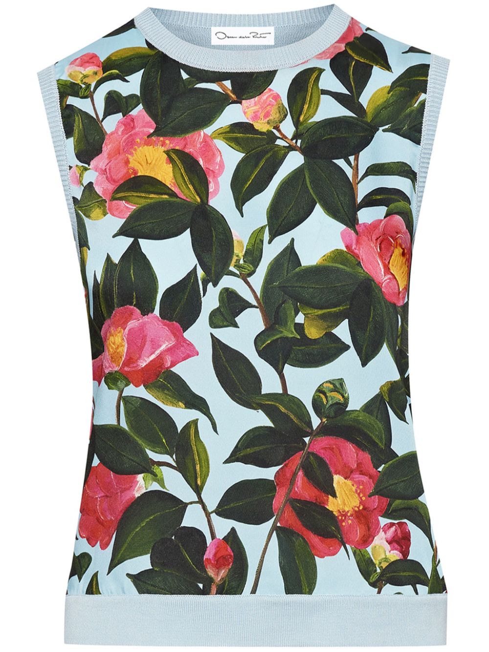 Oscar de la Renta Camellia printed tank top - Blue von Oscar de la Renta