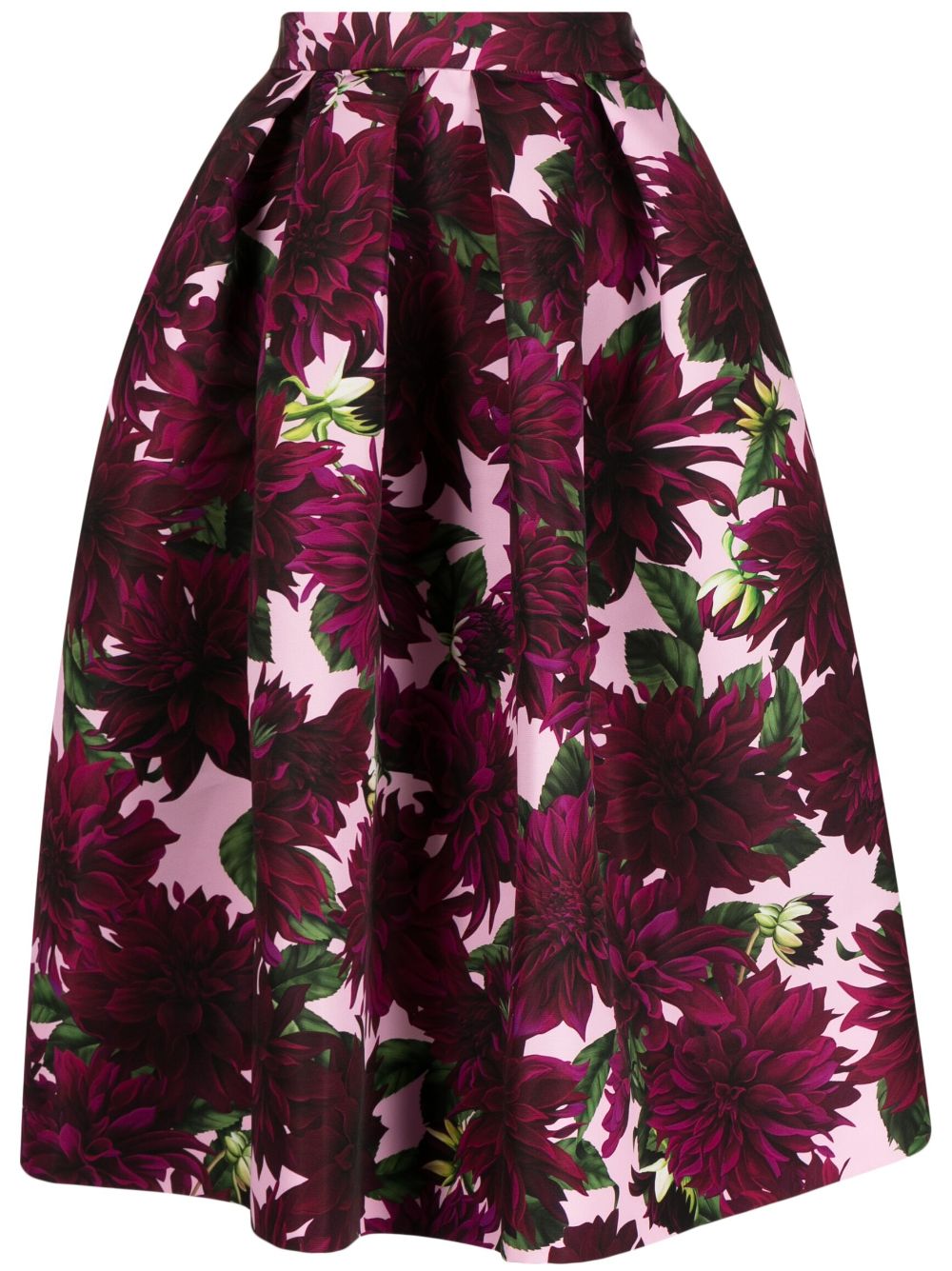 Oscar de la Renta Dahlia floral-print midi skirt - Red von Oscar de la Renta