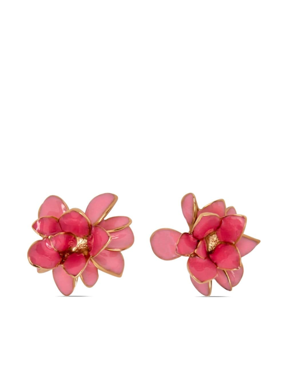 Oscar de la Renta Flower enamel-detail earrings - Pink von Oscar de la Renta