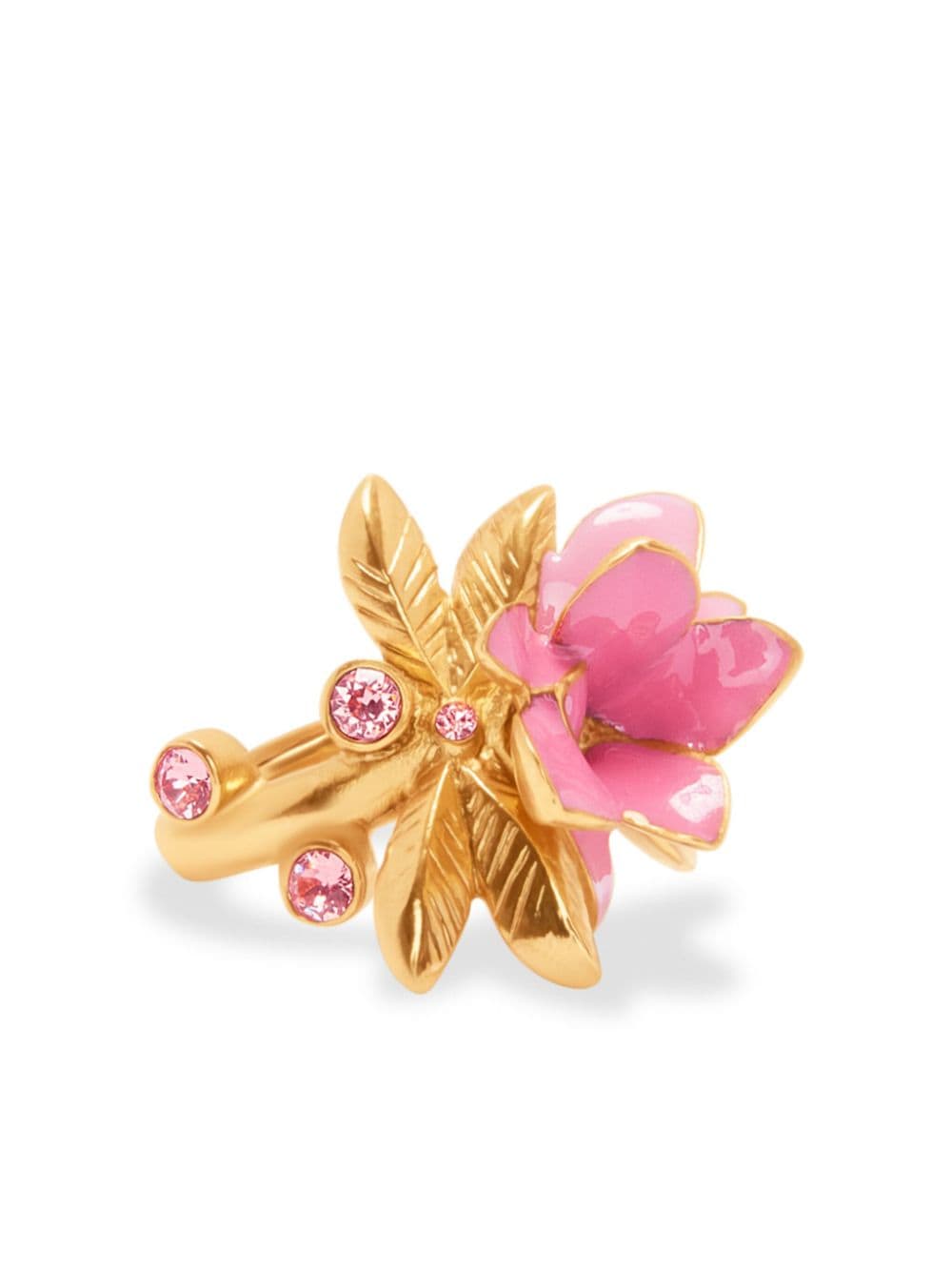Oscar de la Renta Flower enamel-detail ring - Gold von Oscar de la Renta