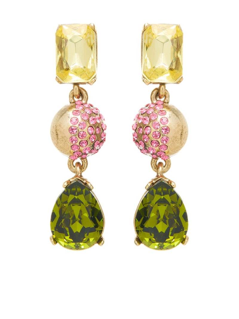 Oscar de la Renta Half pavé-crystal drop earrings - Gold von Oscar de la Renta