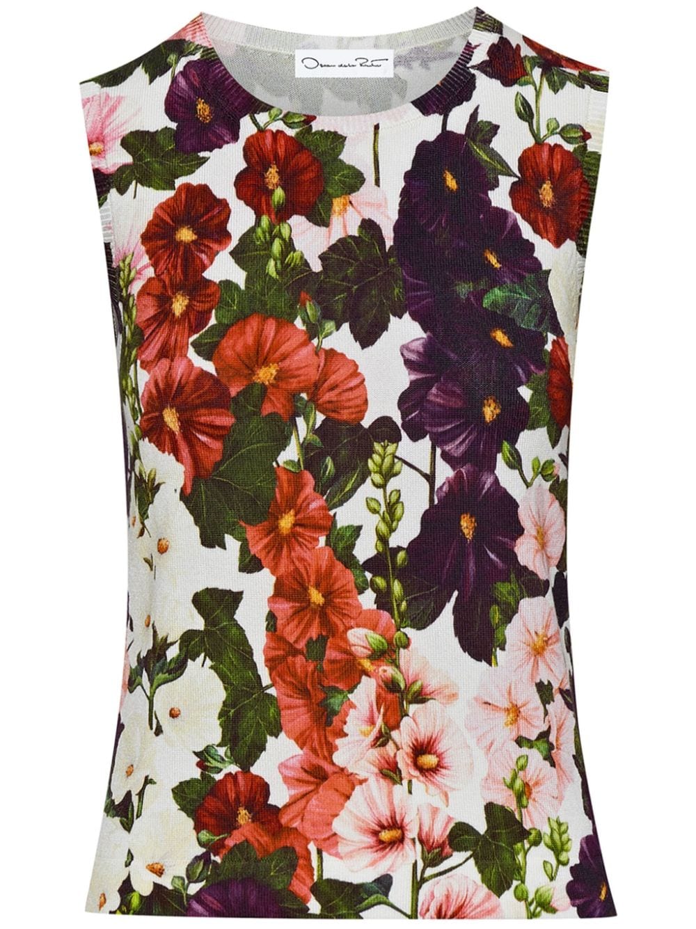 Oscar de la Renta Hollyhocks floral-print tank top - Black von Oscar de la Renta