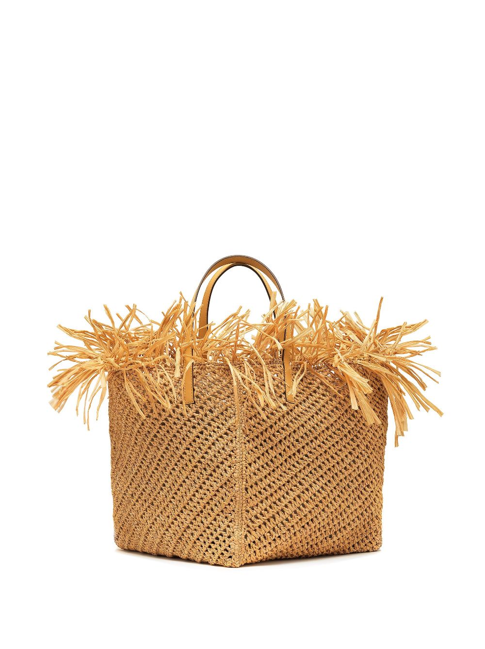 Oscar de la Renta Medium Raffia Crochet Square tote bag - Neutrals von Oscar de la Renta