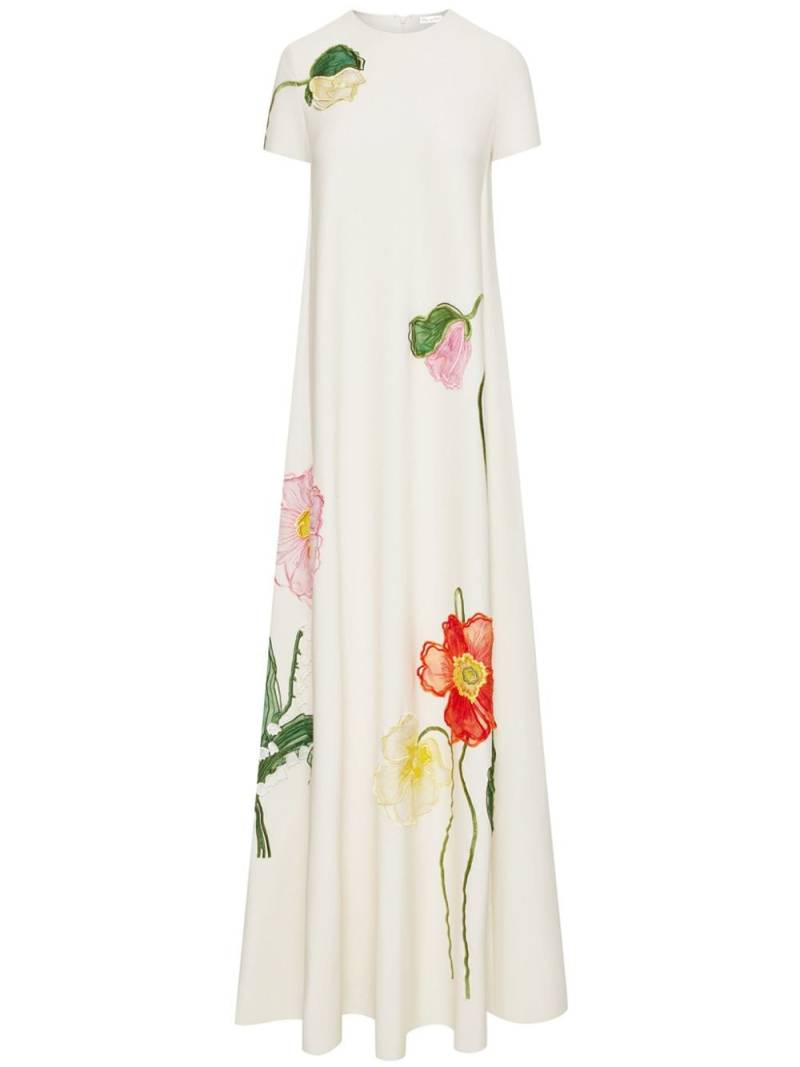 Oscar de la Renta Painted Poppies floral-embroidered maxi dress - White von Oscar de la Renta