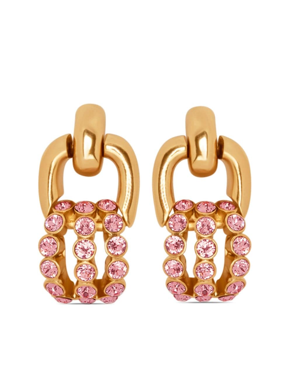 Oscar de la Renta Pave Link crystal-embellished earrings - Pink von Oscar de la Renta
