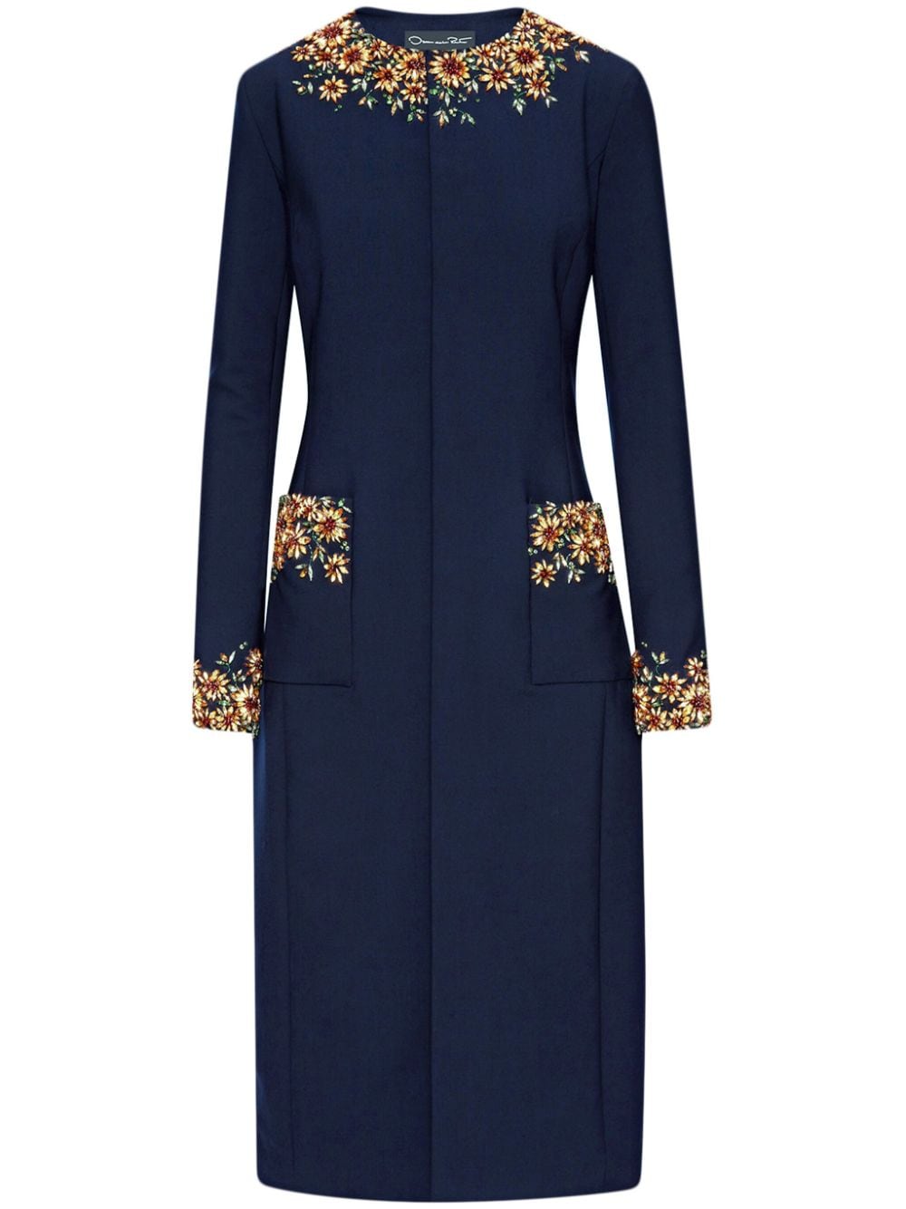 Oscar de la Renta Sunflower crystal-embroidered coat - Blue von Oscar de la Renta