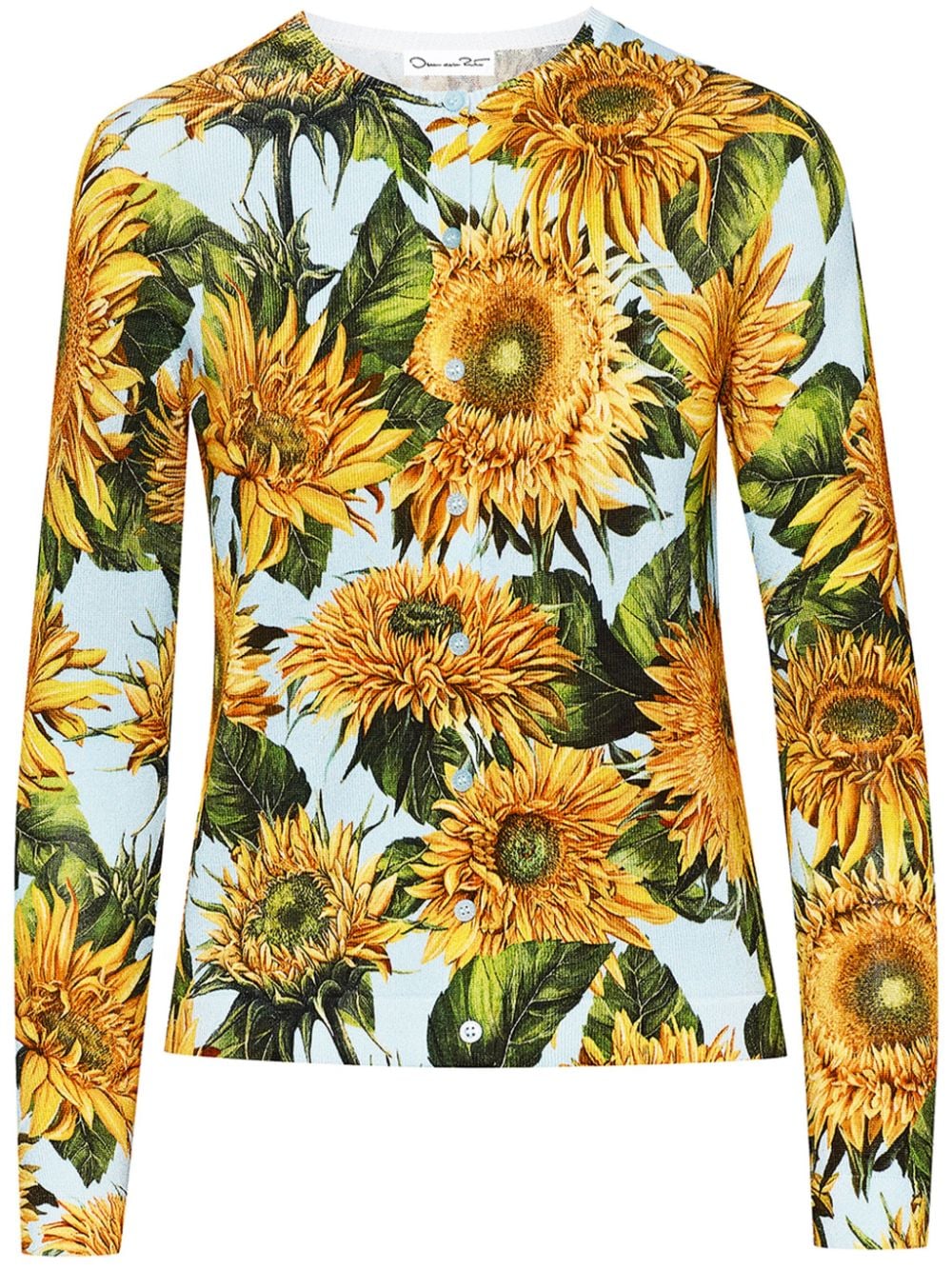 Oscar de la Renta Sunflower-print knitted cardigan - Yellow von Oscar de la Renta
