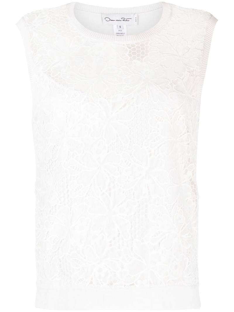 Oscar de la Renta chantilly-lace sleeveless top - White von Oscar de la Renta